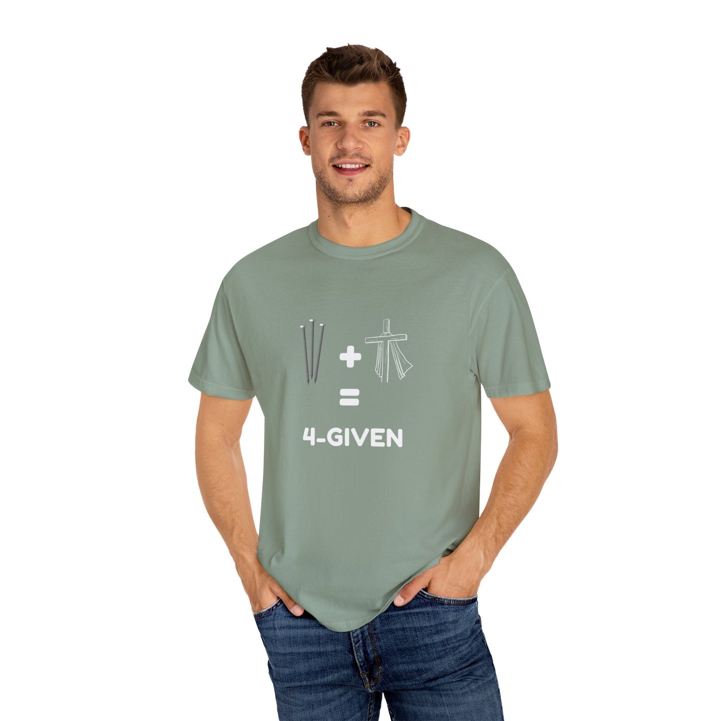 3 nails+1cross=4given Unisex Garment-Dyed T-shirt