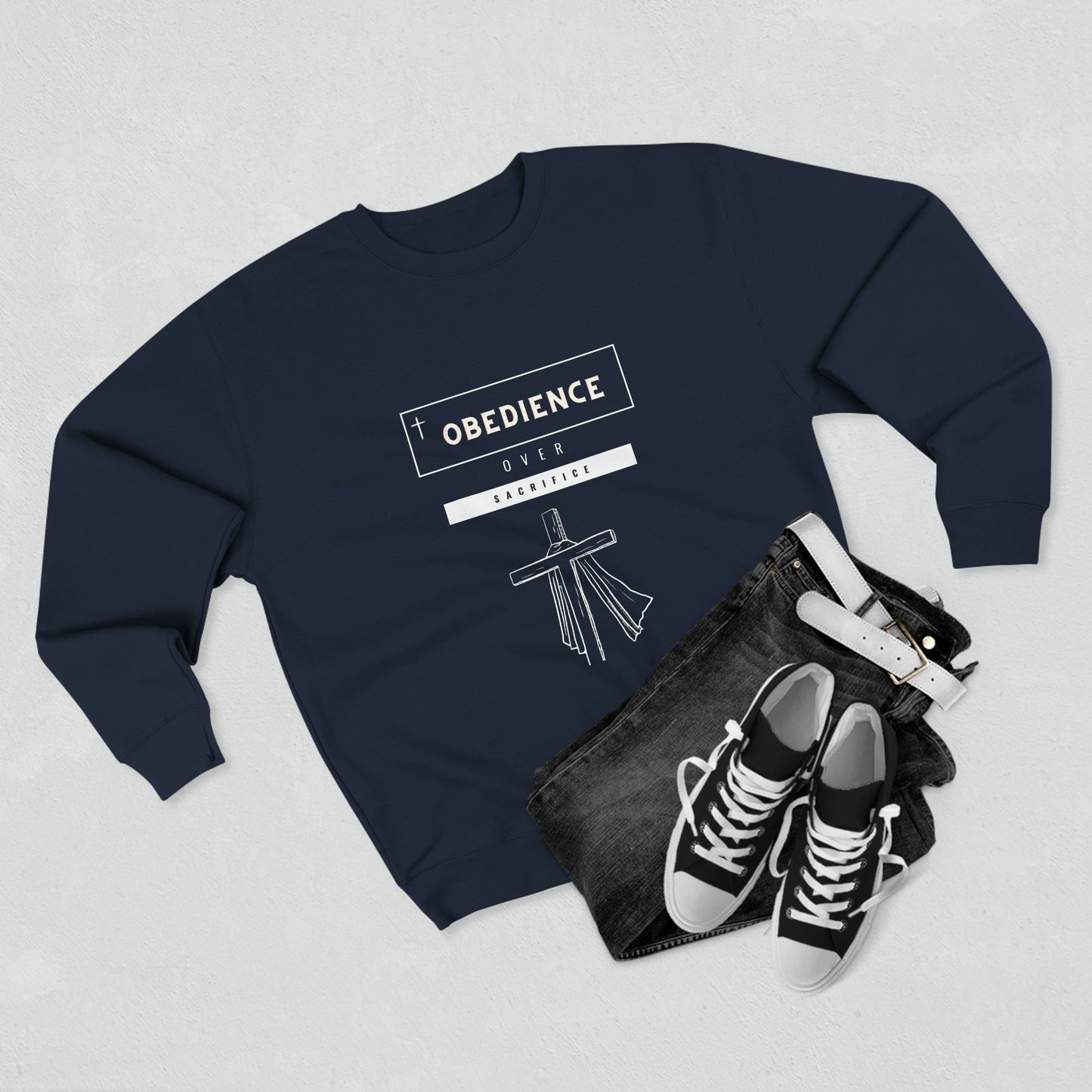 Obedience over Sacrifice = Unisex Crewneck Sweatshirt