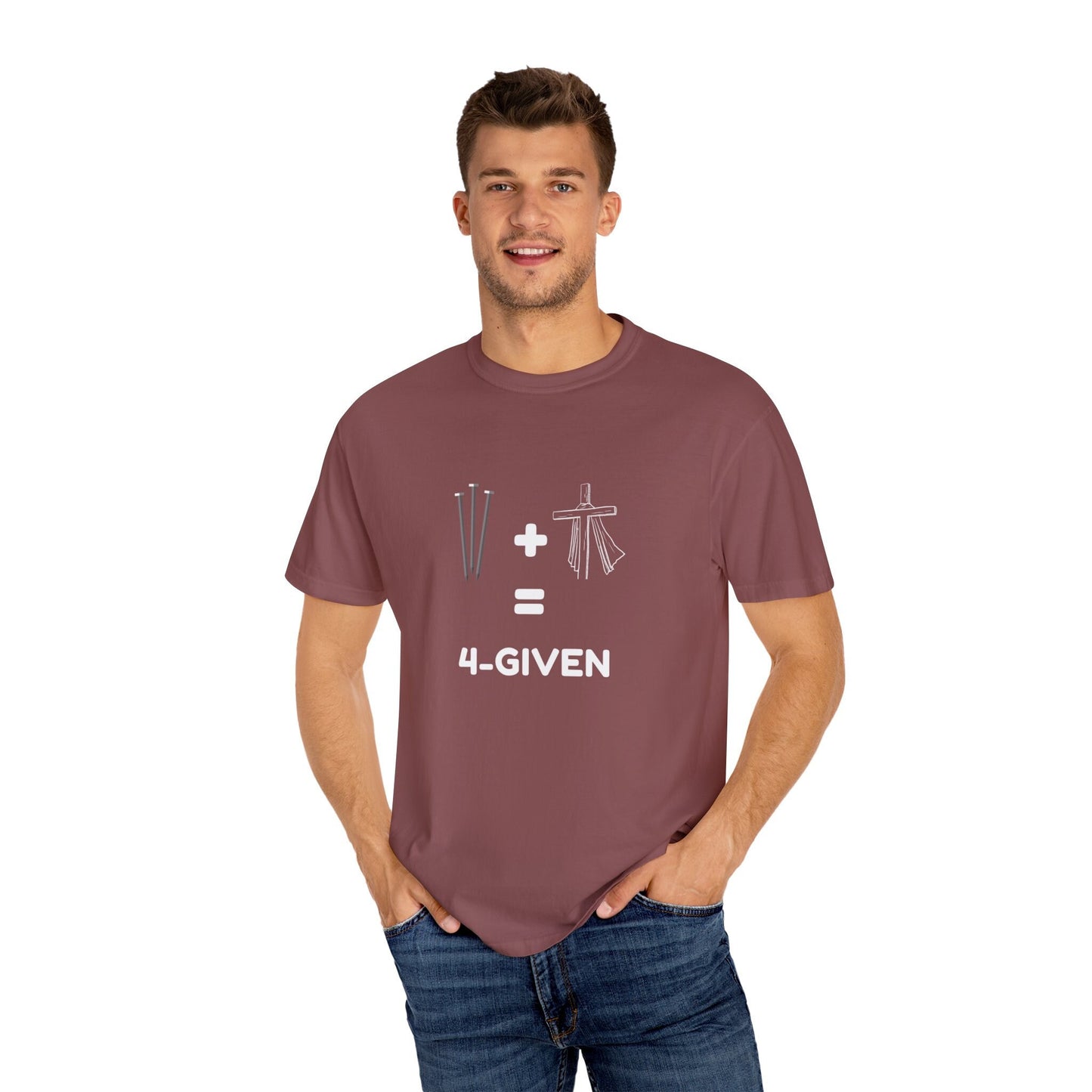 3 nails+1cross=4given Unisex Garment-Dyed T-shirt