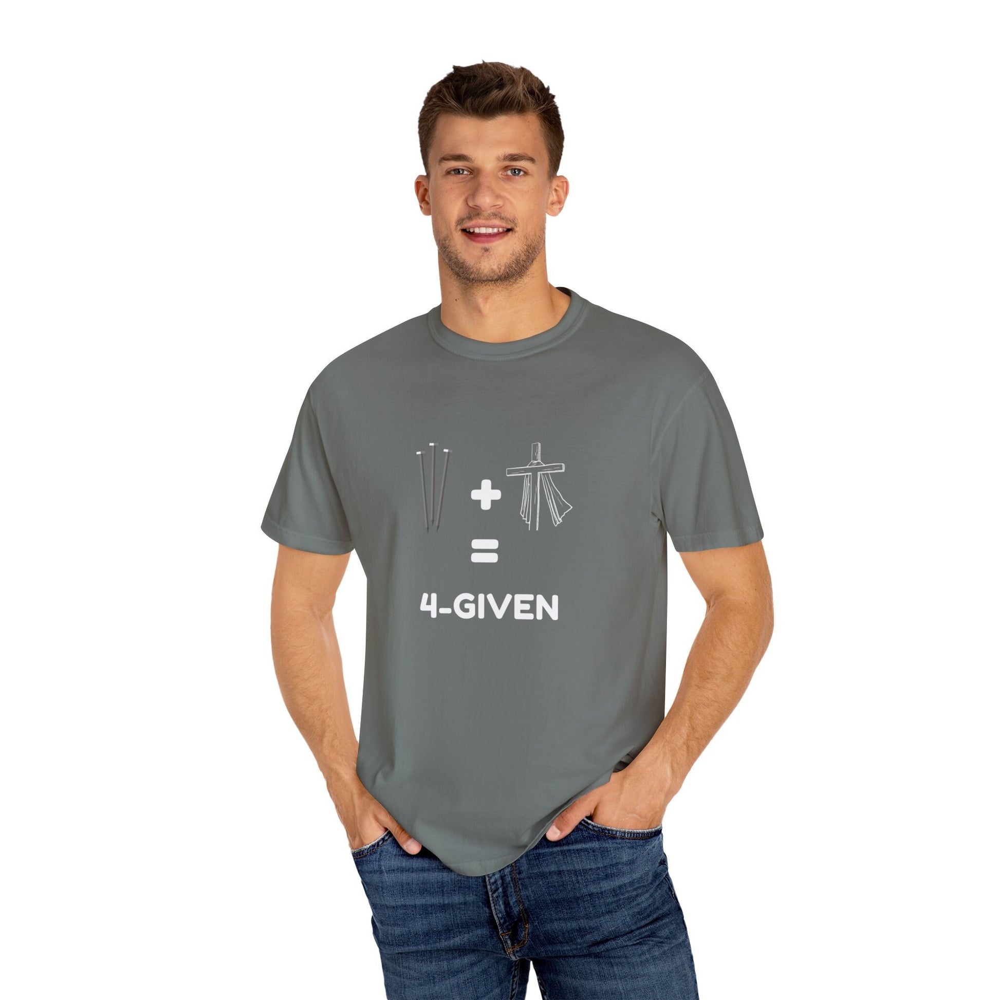 3 nails+1cross=4given Unisex Garment-Dyed T-shirt