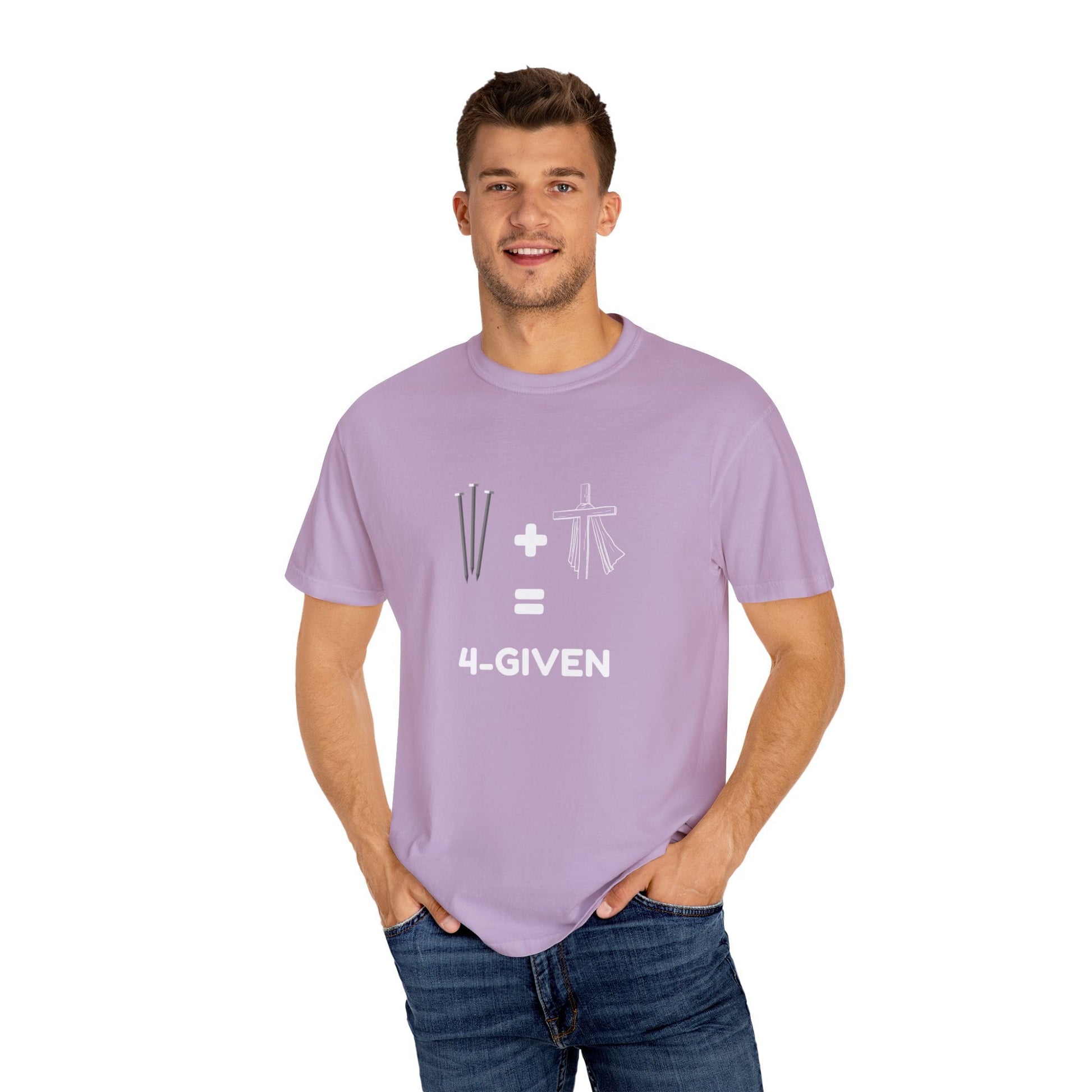 3 nails+1cross=4given Unisex Garment-Dyed T-shirt